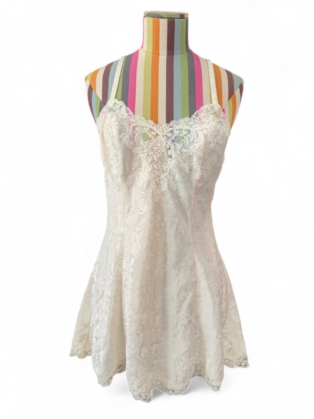 Vintage (No Tag) Victorias Secret Gold Label Lace Mini Slip Dress Bridal Wedding